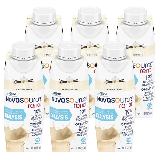 Novasource Renal vanilla carton front view for easy hydration planning