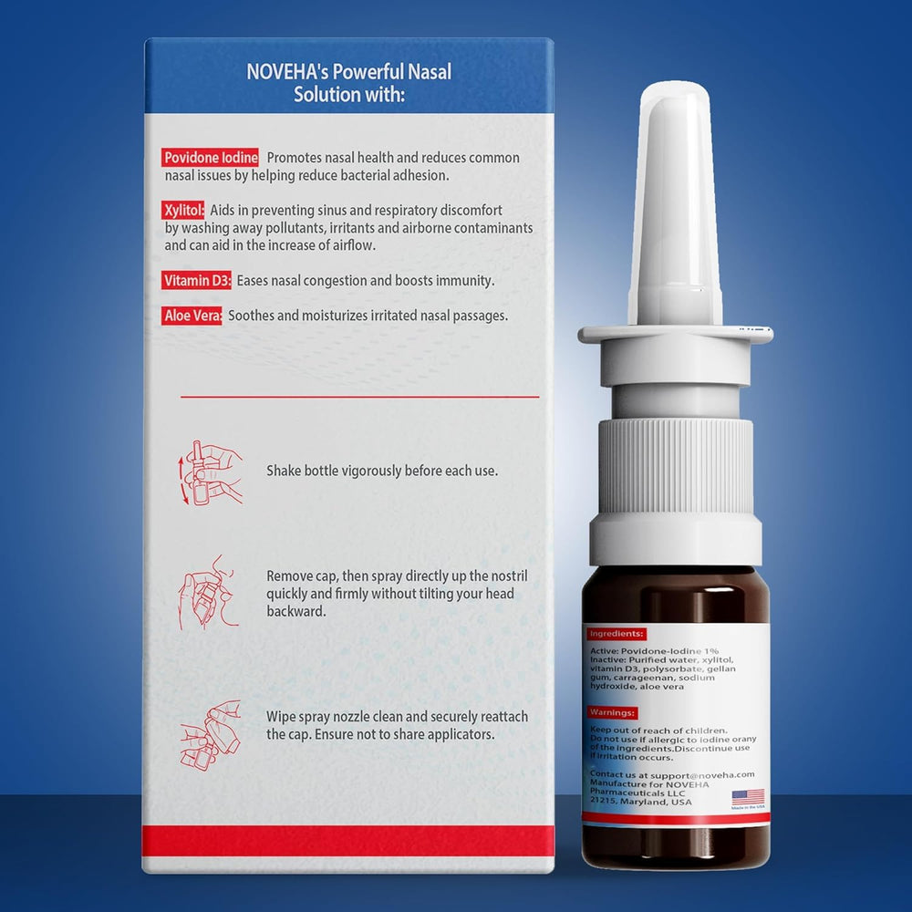 NOVEHA nasal spray with vitamin D3 suggests daily wellness support.