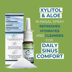 NOVEHA Xylitol Nasal Spray vial ready for daily use.