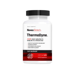 Novex Biotech ThermoDyne bottle-front view highlighting energy-boosting fat burning