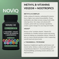 NOVIQ 11-in-1 mood-stress capsules being poured for daily routine
