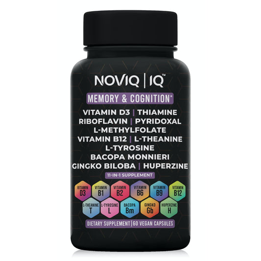 NOVIQ 11-in-1 bottle showing sleek cognitive-support packaging