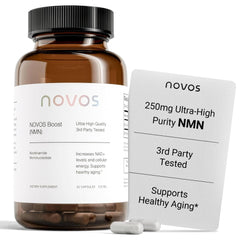 Novos Boost NMN bottle showing premium NAD+ support.