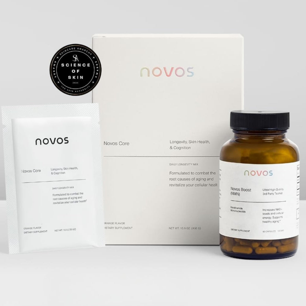 Novos Boost NMN capsules closeup showing vegan shell.