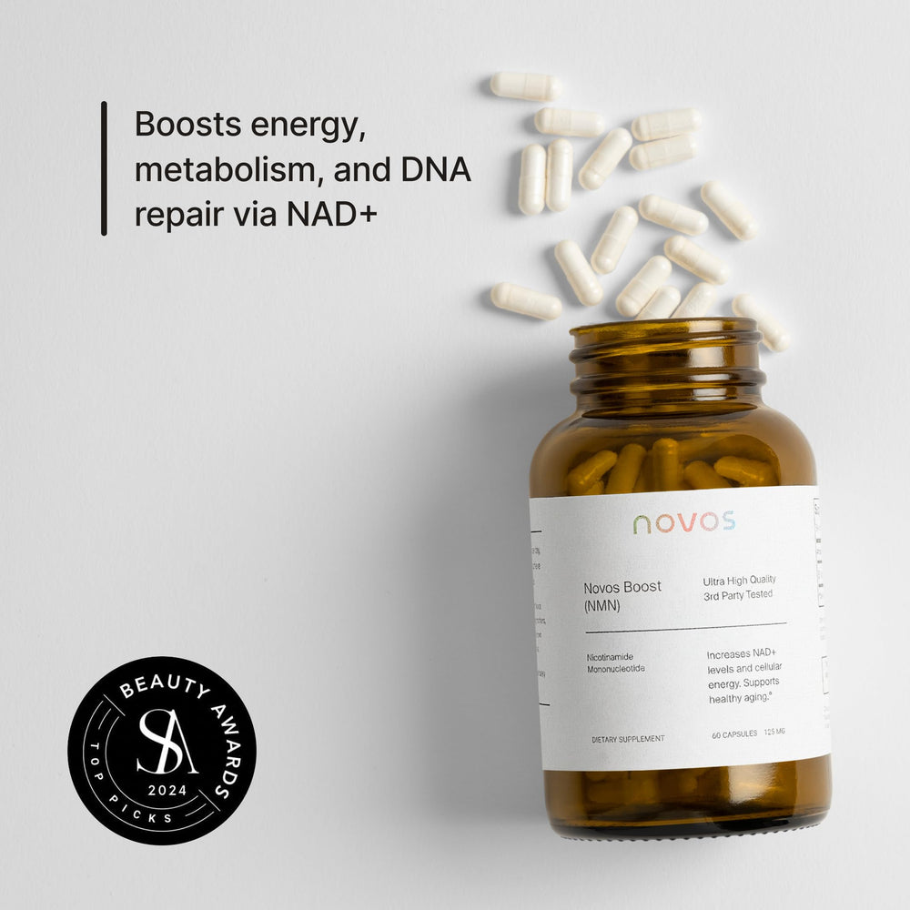 Novos Boost NMN capsules ready for daily use.