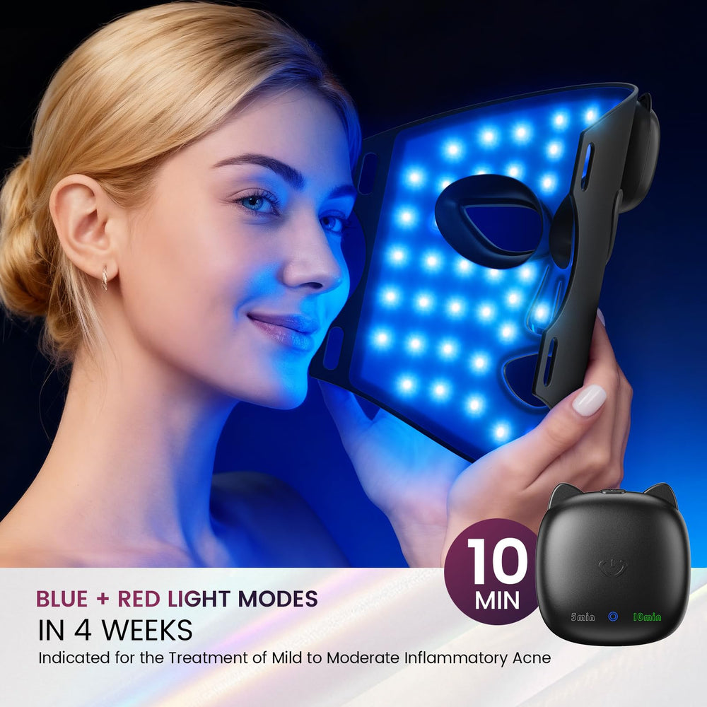 Novurial blue and blue+red modes offer complementary complexion options