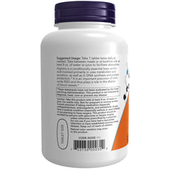 NOW Foods L-Arginine tablets on desk, easy daily dosage reminder.