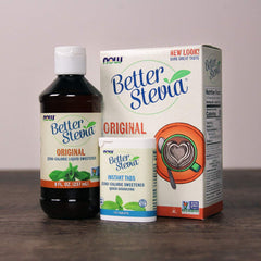NOW Foods BetterStevia liquid dropper adding sweetness to coffee