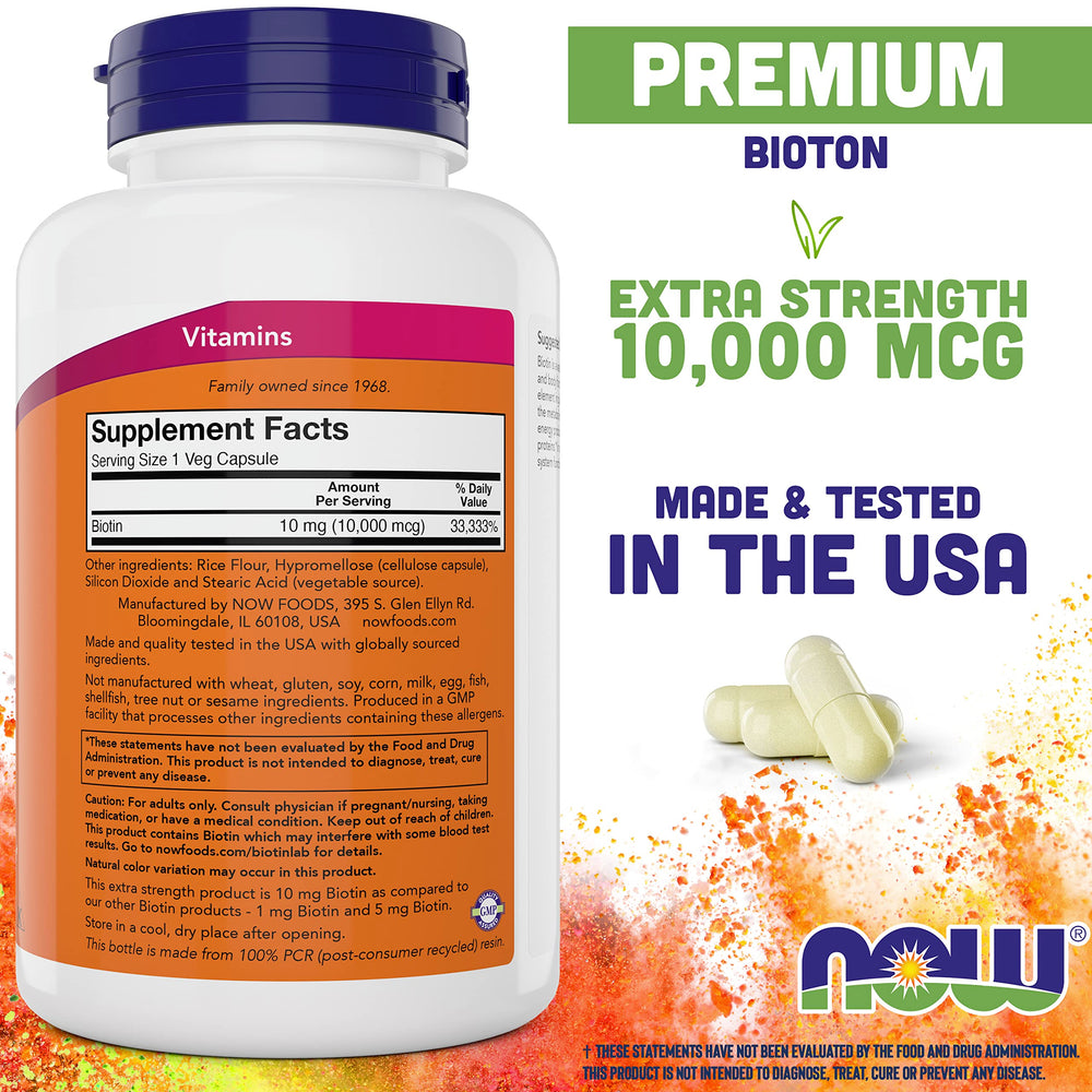 NOW Foods Biotin 200 vegan capsules pack-2 for daily use and value