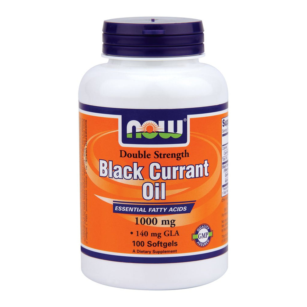 NOW Foods Black Currant Oil softgels bottle—essential fatty acid support