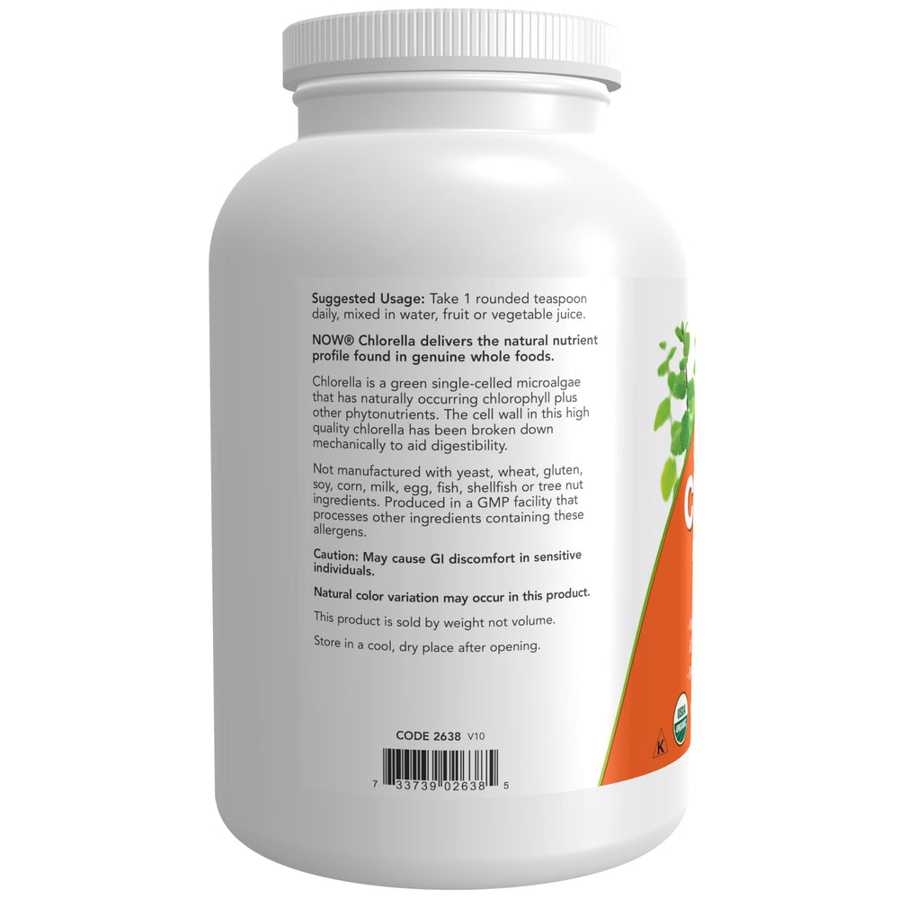 NOW Foods chlorella broken cell wall powder aids easier digestion