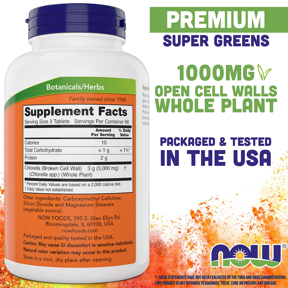 NOW Foods Chlorella broken cell walls close-up for better nutrient digestion