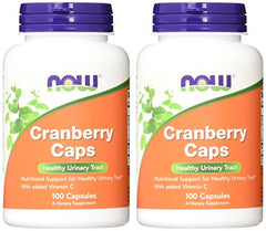 NOW Foods Cranberry Caps 2-pack box highlighting convenient veggie capsules for everyday use