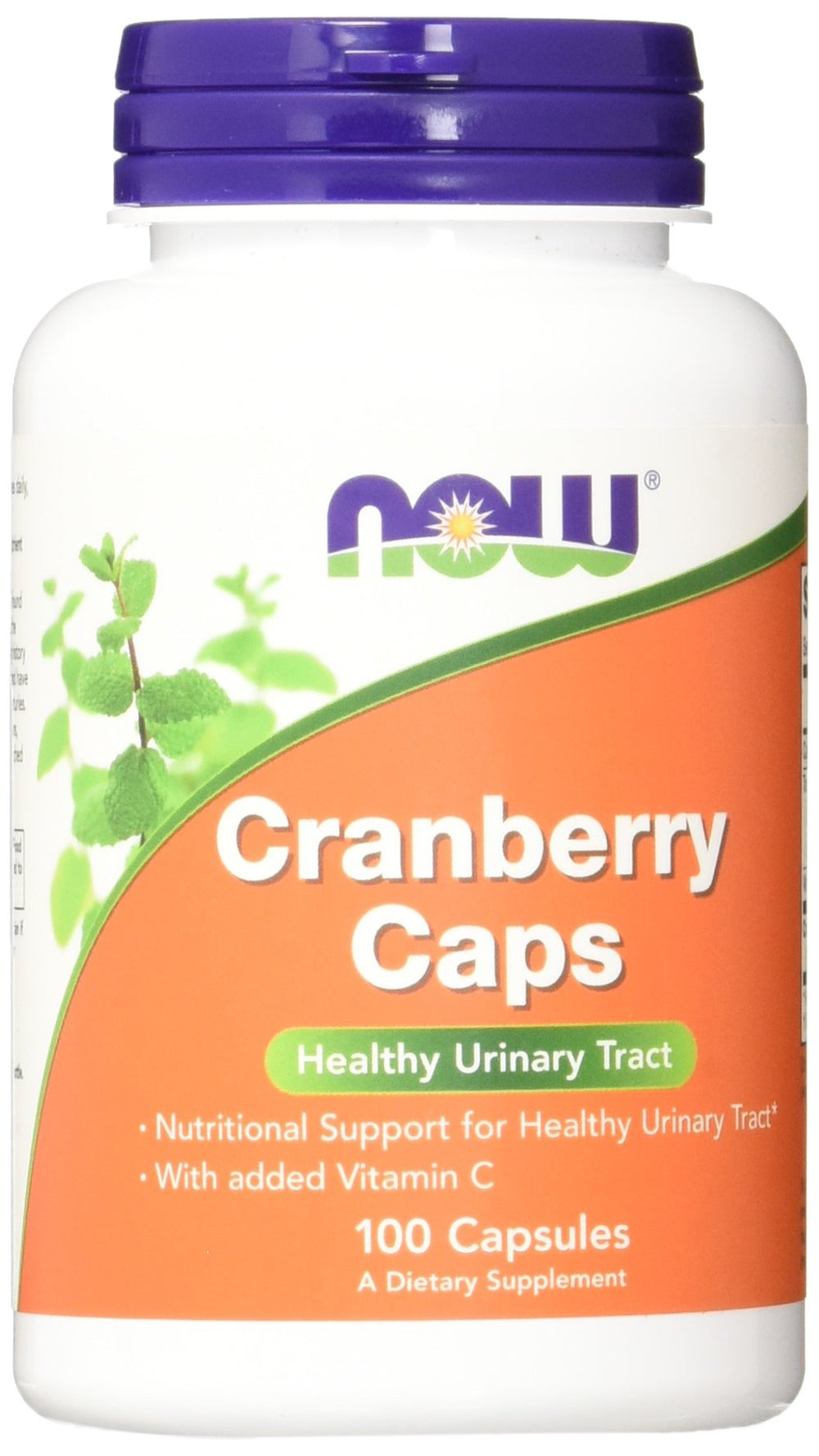 NOW Foods Cranberry Caps bottle front showing high potency cranberry capsules for urinary tract support
