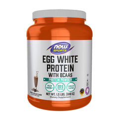 NOW Foods Egg White Protein creamy chocolate tub ideal for rich shakes.