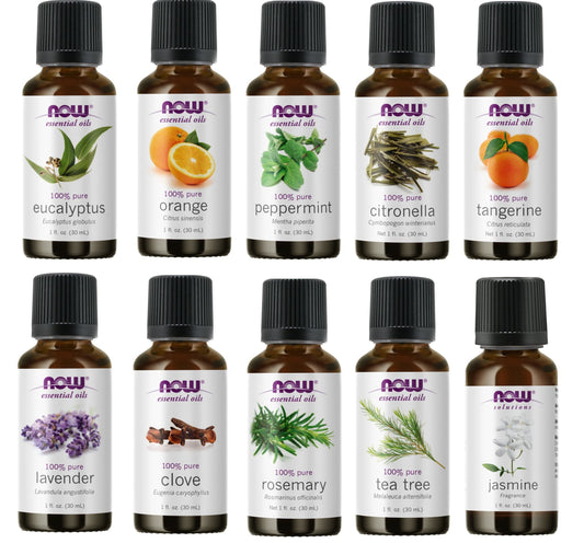 NOW Foods essential oils 10-oil pack diffuser scene showing versatile aromatherapy options for the home.