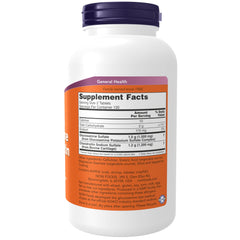 NOW Foods Glucosamine & Chondroitin extra-strength tablets, back view showing dosage notes