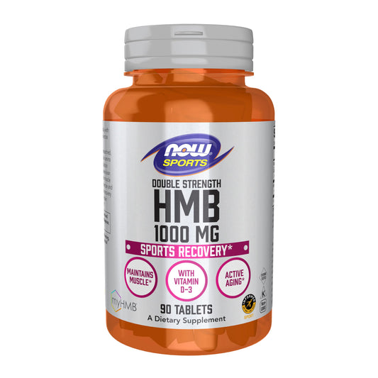 NOW Foods HMB double-strength tablets front view supports lean muscle during workouts.