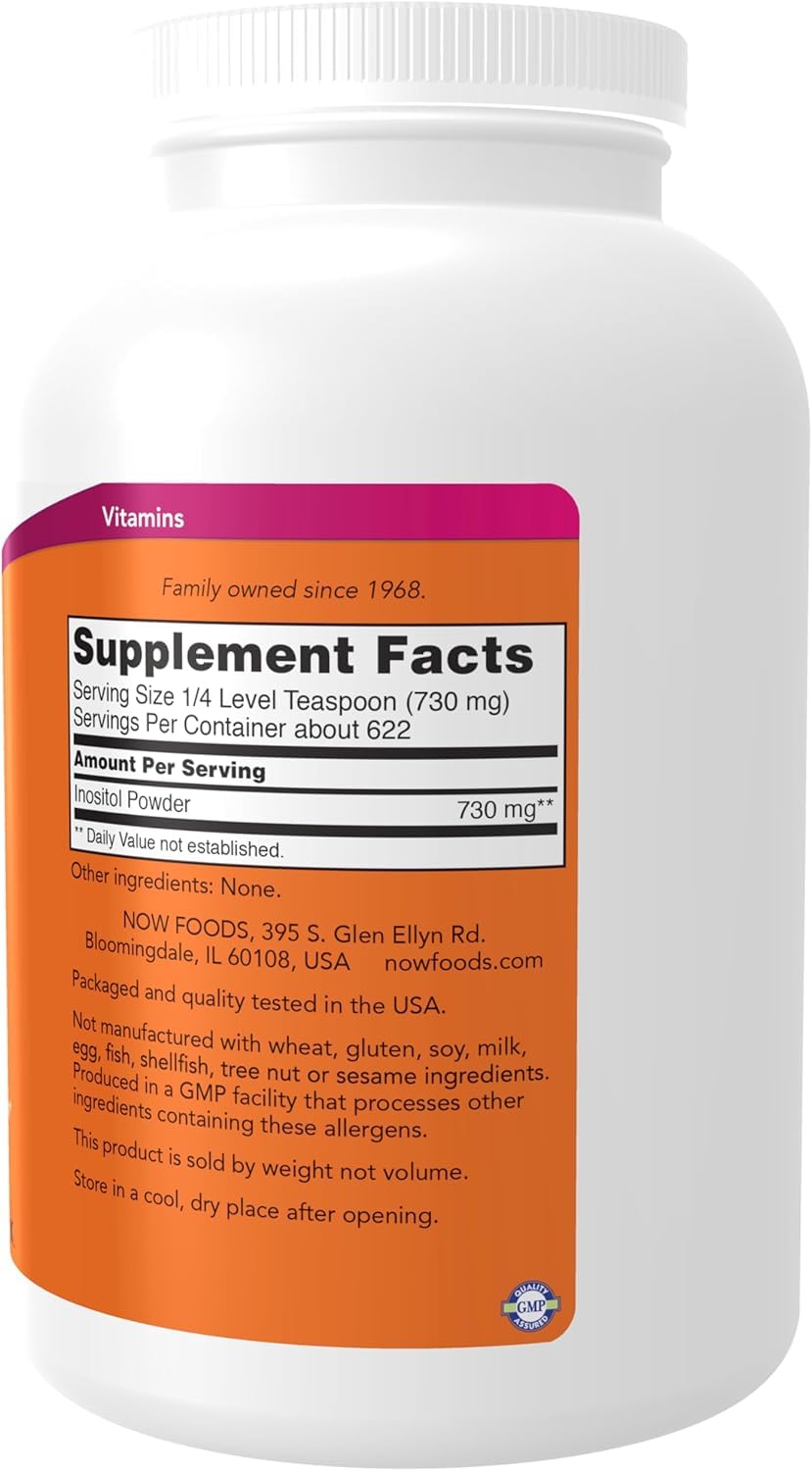 NOW Foods Inositol Powder label closeup with product details