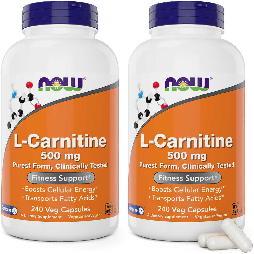 NOW Foods L-Carnitine 500 mg bottle pack2 shows two-pack convenience for daily energy support