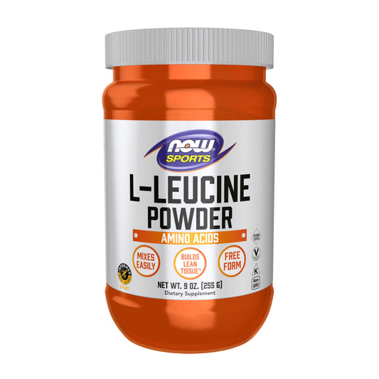 NOW Foods Leucine powder container for easy mixing and post-workout use