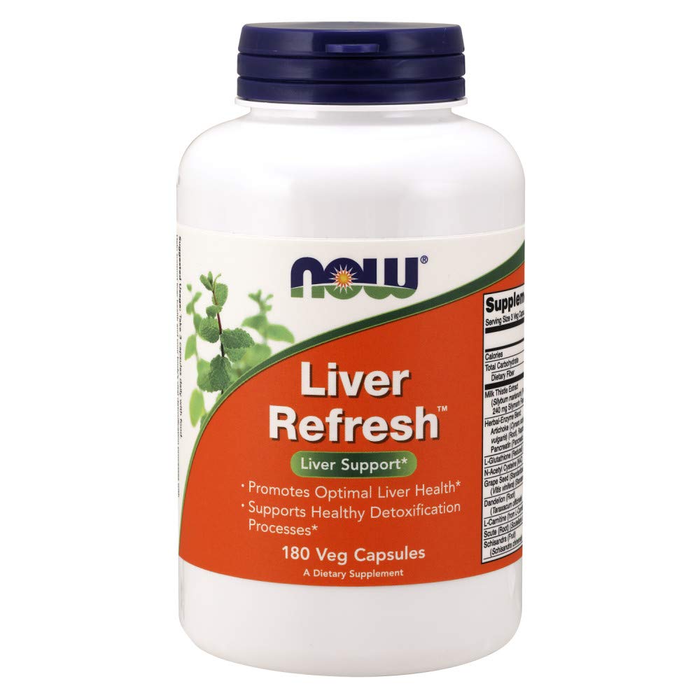 NOW Foods Liver Refresh Veg Capsules bottle front view highlighting vegetarian daily liver support