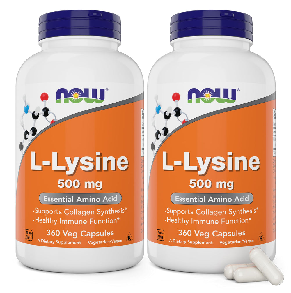 NOW Foods L-Lysine 500 mg bottle pack 2 for daily amino acid support