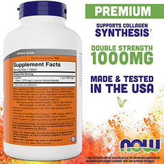 NOW Foods L-Lysine tablets close-up for convenient amino acid supplementation