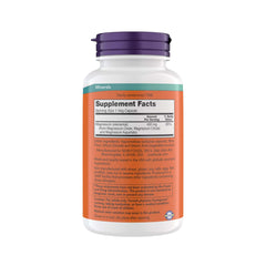 NOW Foods Magnesium 400 mg label closeup with vegan and kosher marks
