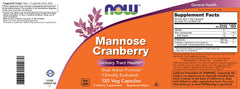 NOW Foods Mannose Cranberry vegan non-GMO certification close-up