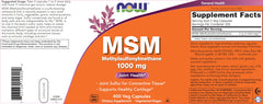 NOW Foods MSM capsules inside container for easy daily dosing