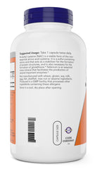 Now Foods NAC 600 mg with selenium ingredient panel highlighting minerals.