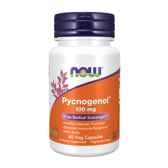 NOW Foods Pycnogenol 100 mg bottle with capsules supporting vascular function and immune balance
