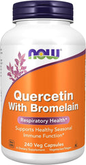 NOW Foods Quercetin with Bromelain bottle label detail notes kosher and vegan certifications