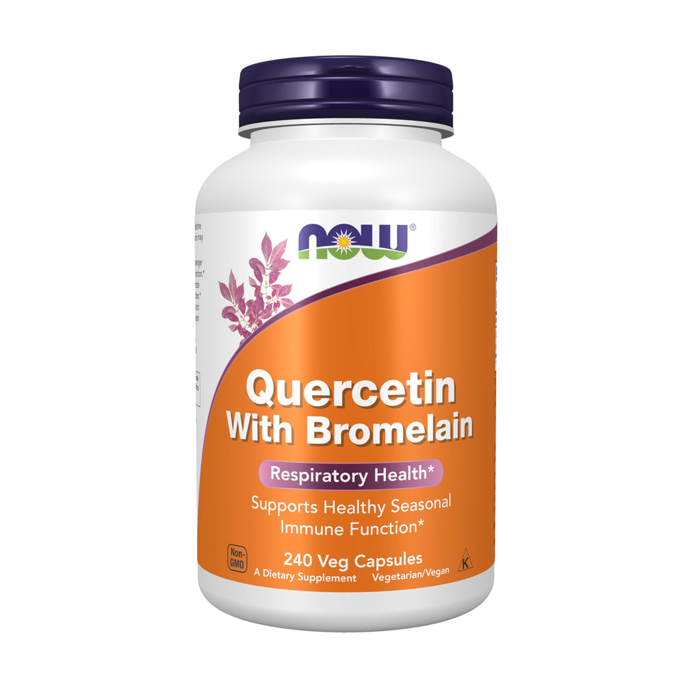 NOW Foods Quercetin with Bromelain capsules bottle for daily immune support.