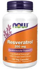 Now Foods Resveratrol red wine extract bottle showing premium antioxidant blend