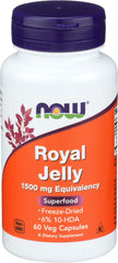 NOW Foods Royal Jelly 1500mg bottle highlights high potency for daily wellness.