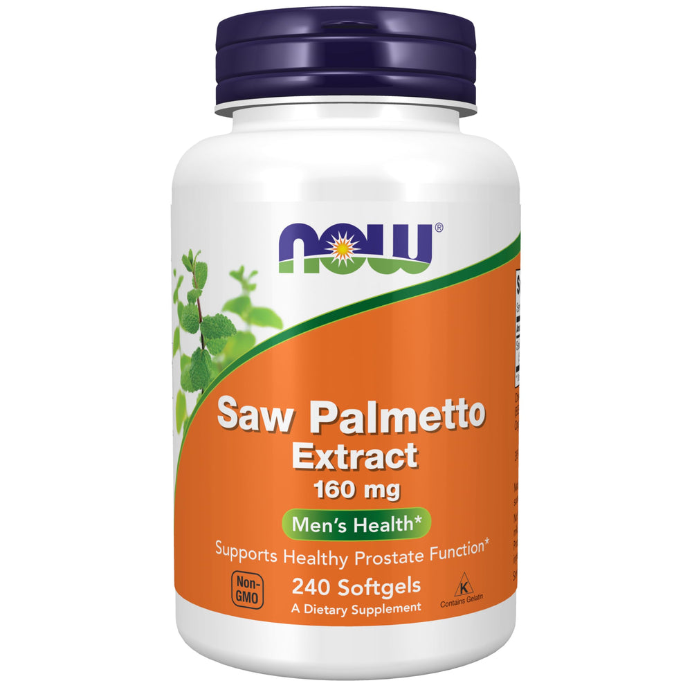 NOW Foods Saw Palmetto Extract 160 mg bottle signaling premium prostate-support formula