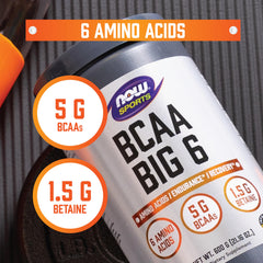 NOW Foods BCAA Big 6 Watermelon label front highlights flavor and ingredients