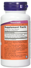 NOW Foods Turmeric & Bromelain label close-up highlighting standardized turmeric extract for joint support