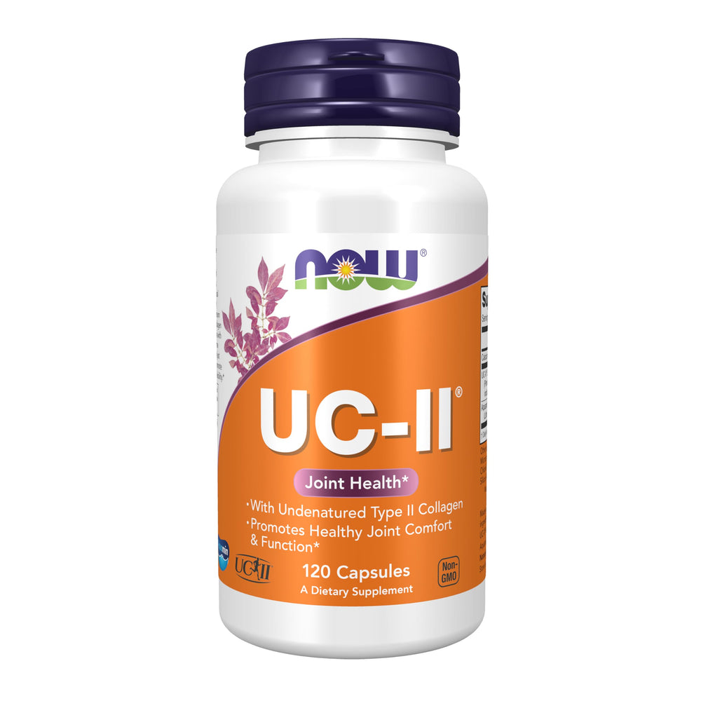 NOW Foods UC-II capsules bottle showing joint support potential.