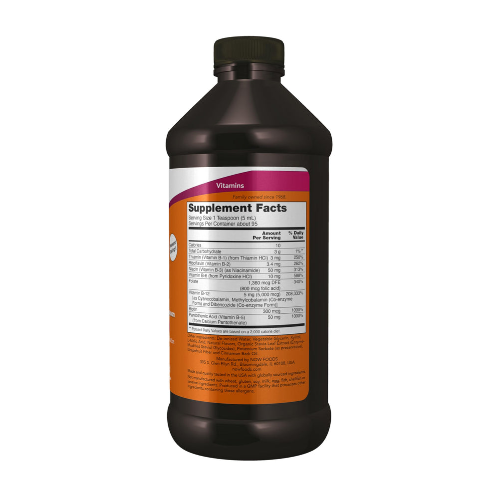NOW Foods Ultra B-12 Liquid pouring a teaspoon for dosing