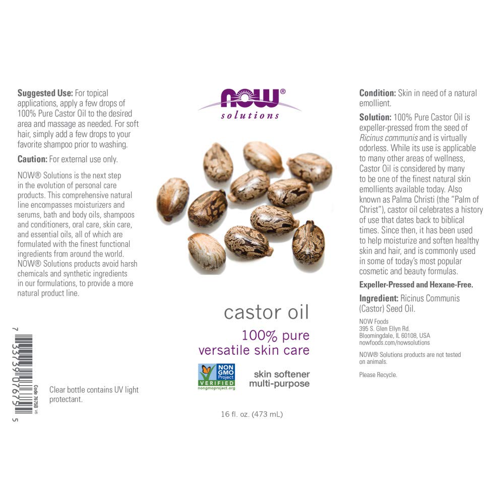 NOW Foods Castor Oil triple-pack packaging for value and versatility