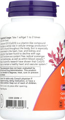NOW Foods CoQ10 100mg bottle shown with sunlight, implying purity and trust