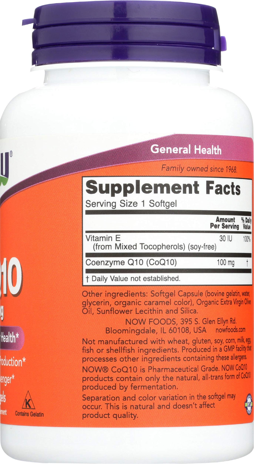 NOW Foods CoQ10 100mg soft gels in hand for daily energy routine