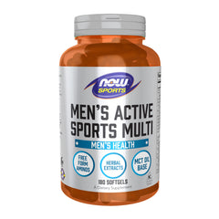 NOW Foods Men's Extreme Sports Multi softgels bottle for active athletes.