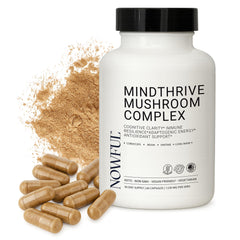 Nowful MindThrive Lions Mane brain-boost capsules support mental clarity and focus.