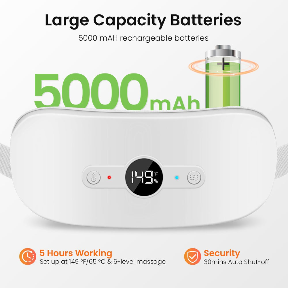 NOWWISH cordless heating pad with LED display for at-a-glance status and modes.