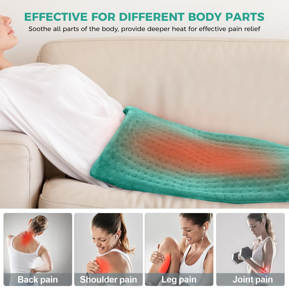 NOWWISH heating pad with 9.8-foot cord for flexible placement.