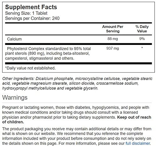 NSI Vitacost Phytosterol Complex tablets show plant sterols for everyday cholesterol balance